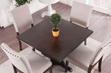 ZUN 1pc Dining Table Square Table Top Solidwood Brown Cherry Dining Room Furniture Pedestal Base B011110866