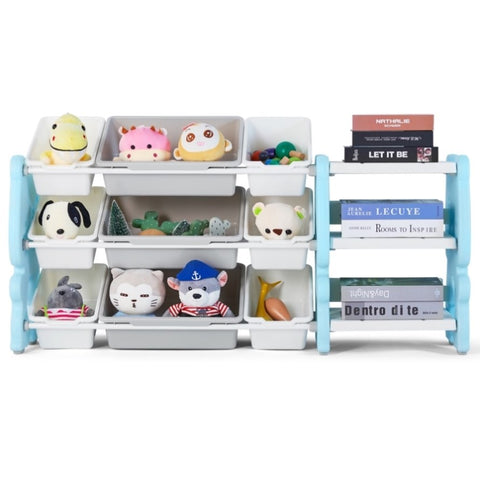 ZUN Multi-layered Plastic Kids Storage Organizer Bookcase Toys Shelf w/Storage Box 34976152
