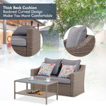 ZUN Outdoor Patio Coffee Table Brown Rattan Cheap Couch Living Room Couch Set Double Sofas For W1828P148579