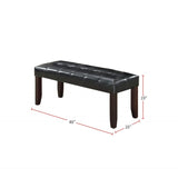 ZUN Dining Room Furniture 1x Bench Black Faux Leather Cushion Tufted Seat Wooden Base Comfort Seat B011130018
