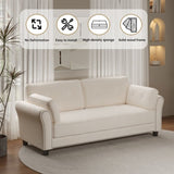 ZUN 2067 Sofa Armrest with Nail Head Trim Backrest with Buttons Includes Two Pillows 79" Beige Velvet W127846498