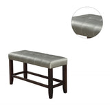 ZUN Counter Height 1pc Bench Dining Room Silver Faux Leather Cushion Tufted Wooden Base Comfort B011130021