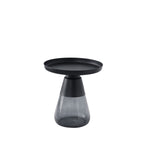 ZUN Smoke Glass Base with Black Painting Top Side Table, Living Room Sofa Table W1718130614