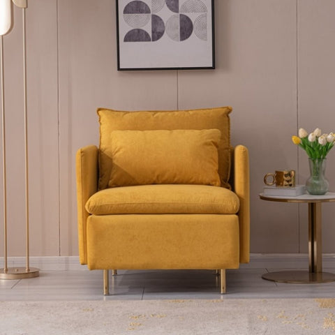 ZUN Modern fabric accent armchair,upholstered single sofa chair,Yellow Cotton Linen-30.7'' W848123630
