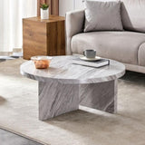 ZUN Gray MDF material circular textured coffee table, 31.4-inch gray middle table, modern coffee table, W1151131602