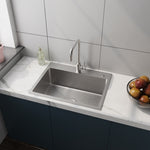 ZUN 24in Stainless Steel Washing Sink w/ Faucet Hoses and Drain Head Only D16373503