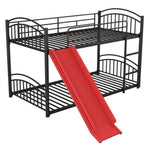 ZUN Twin Over Twin Metal Bunk Bed With Slide,Kids House Bed Black+Red MF313919AAJ