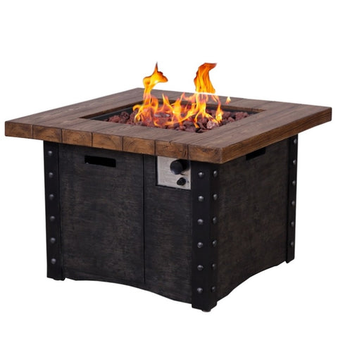 ZUN Good Product 50,000 BTU Outdoor Gas Fire Table , Faux Woodgraine table top Fire Pit W2029120112