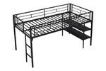 ZUN Low Loft bed with storage shelves 29170048