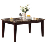 ZUN Espresso Finish Casual 1pc Dining Table Faux Marble Top Transitional Dining Room Furniture B01146563