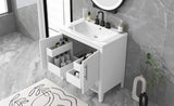 ZUN 30" Bathroom Vanity with Sink, Multi-functional Bathroom Cabinet with Doors Drawers, Solid Frame WF308203AAK