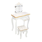 ZUN Three Fold Mirror Single Drawing Curved Foot Children Dressing Table Yellow Dots 13820391