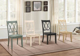 ZUN Casual Teal Finish Side Chairs Set of 2 Pine Veneer Transitional Double-X Back Design Dining Room B01143554