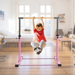ZUN Gymnastic Bar Set Gymnastics Horizontal Bar Gymnastics Kip Bar for Kids Home Use Pink W1422124473