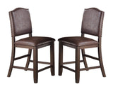 ZUN Classic Design Rustic Espresso Finish Faux Leather Set of 2pc High Chairs Dining Room Furniture B011P160104