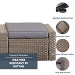 ZUN Brown Wicker Rattan Coffee Table Small Ottoman Furniture Set Outdoor Foot Stool Ottoman For Living W1828P148586