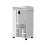 ZUN Allandale 1-Door Bar Cart with Wine Rack and Casters White B062111720