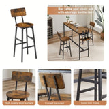 ZUN Bar Table Set with wine bottle storage rack. Rustic Brown, 47.24'' L x 15.75'' W x 35.43'' H. W116294391