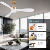 ZUN 52“ Smart Ceiling Fans with Lights Remote,Quiet DC Motor,White Gold Outdoor Indoor Ceiling Fan,High 37737611