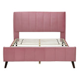 ZUN Queen Size Upholstered Platform Bed, Velvet, Pink WF308658AAH