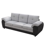 ZUN 81.9″ Large size Three Seat Sofa,Modern Upholstered,Black leather paired with light gray velvet W1767132489