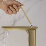 ZUN Square Single Hole Single-Handle Bathroom Sink Faucet in Brushed Gold W997125106