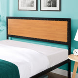 ZUN Industrial Platform Queen Bed Frame/Mattress Foundation with Rustic Headboard and Footboard, Strong D22676088