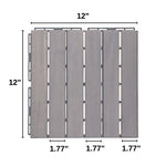 ZUN 20 PCS Interlocking Deck Tiles Striped Pattern, 12" x 12" Square Light Gray Acacia Hardwood Outdoor W68578767
