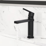 ZUN Single Handle Single Hole Bathroom Faucet in Matte Black W1626130680