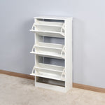 ZUN Wooden Shoe Cabinet for Entryway, White Shoe Storage Cabinet with 3 Flip Doors 20.94x9.45x43.11 inch W40935621