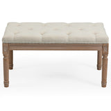 ZUN 31 Inch 4-Leg Wide Contemporary Rectangle Large Ottoman Bench in Grey Linen Look Fabric W1955121375