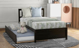 ZUN Twin size Platform Bed Wood Bed Frame with Trundle, Espresso WF194302AAP