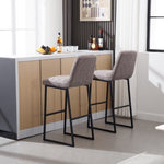 ZUN Bar Stools Set of 2 With Back,Upholstered Linen Fabric Kitchen Breakfast Bar Stools with W1439125962