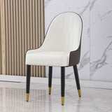 ZUN Dining Chair with PU Leather White solid wood metal legs W50940535