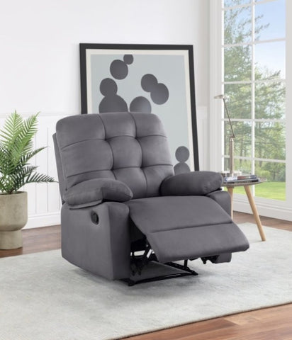 ZUN Contemporary Ebony Color Plush Microfiber Motion Recliner Chair 1pc Couch Manual Motion Plush B011P163880