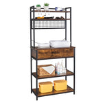 ZUN 5-Tier Kitchen Bakers Rack with 10 S-Shaped Hooks and 1 drawer , Industrial Microwave Oven Stand, 19675615