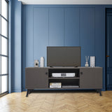 ZUN Mid-Century Modern TV Stand for up to 58 inch TV Television Stands with Cabinet Wood Storage TV 90309496