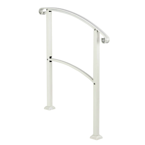 ZUN Outdoor 1-3 Steps Adjustable Wrought Iron Handrails White 48004549