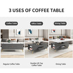 ZUN Modern Lift Top Coffee Table Multi Functional Table with Drawers in Gray & White WF307471AAG