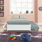 ZUN FULL BED WITH TWIN TRUNDLE AND TWO DRAWERS FOR WHITE COLOR W69732769