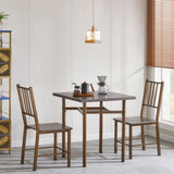 ZUN Dining Set for 2, Square wooden Table with 4 Legs and 2 Metal Chair for Home Office, Kitchen, W2167131143