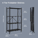 ZUN Joybos® 4 Tier Black Heavy Duty Foldable Metal Organizer Shelves with Wheels 33996859