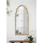 ZUN 22" x 48" Large Cream & Gold Framed Wall Mirror, Wood Arched Mirror with Decorative Window Look for W2078P155651