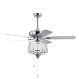 ZUN 52 Inch Crystal Ceiling Fan , Modern Electrical Fan with 5 Wood Reversible Blades, 4 Bulbs Not W1592122690