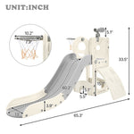 ZUN Kids Slide Playset Structure 5 in 1, Freestanding Spaceship Set with Slide, Telescope and Basketball PP321358AAE