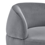 ZUN Swviel Barrel Chair with Black Stainless Steel Base, with Storage Ottoman, Velvet, Grey W48756268