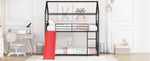 ZUN Twin Over Twin Metal Bunk Bed With Slide,Kids House Bed Black+Red MF313919AAJ