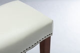 ZUN White Leather Barstool 2 pcs Set W57027891