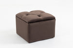 ZUN Set of 3 47.5" Wide Upholstered Storage Ottoman with Tufted Top and Solid Wood Legs BROWN W286113808