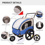 ZUN 2-in-1 Double 2 Seat Bicycle Bike Trailer Jogger Stroller for Kids Children Foldable Collapsible W1364133905